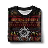 Hooktab Hunting Demons Saving Christmas Kaz 2y5 Supernatural Ugly Christmas Sweater