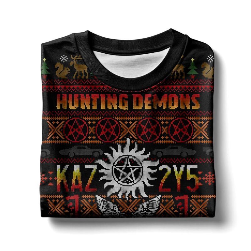 Hooktab Hunting Demons Saving Christmas Kaz 2y5 Supernatural Ugly Christmas Sweater Hooktab Hunting Demons Saving Christmas Kaz 2y5 Supernatural Ugly Christmas Sweater