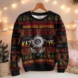 Hooktab Hunting Demons Saving Christmas Kaz 2y5 Supernatural Ugly Christmas Sweater