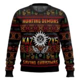 Hooktab Hunting Demons Saving Christmas Kaz 2y5 Supernatural Ugly Christmas Sweater