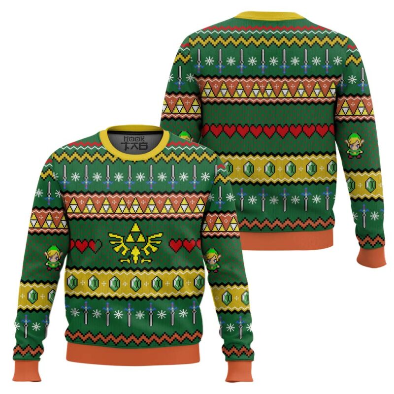 Hooktab Hylian Crest Zelda Ugly Christmas Sweater Hooktab Hylian Crest Zelda Ugly Christmas Sweater
