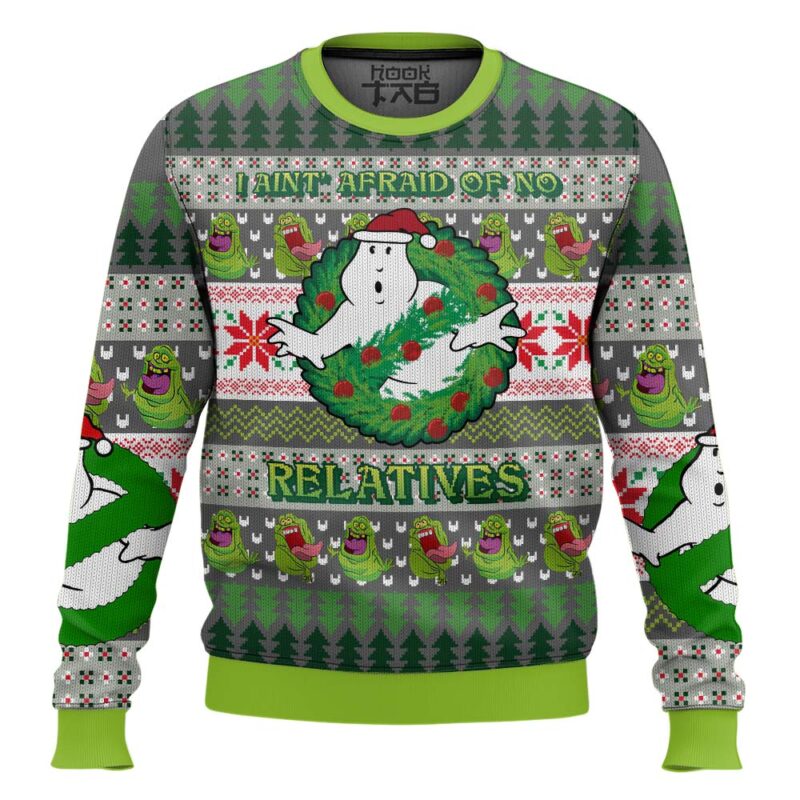 Hooktab I Ain't Afaird Of No Relatives Ghostbusters Ugly Christmas Sweater