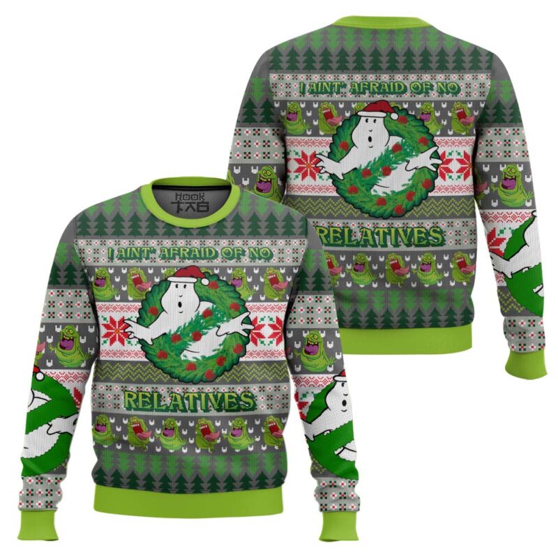 Hooktab I Ain't Afaird Of No Relatives Ghostbusters Ugly Christmas Sweater Hooktab I Ain't Afaird Of No Relatives Ghostbusters Ugly Christmas Sweater