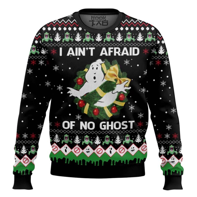Hooktab I Ain’t Afraid Of No Ghost Ghostbusters Ugly Christmas Sweater