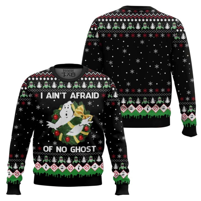 Hooktab I Ain’t Afraid Of No Ghost Ghostbusters Ugly Christmas Sweater Hooktab I Ain’t Afraid Of No Ghost Ghostbusters Ugly Christmas Sweater