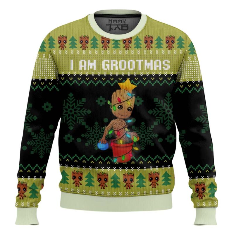 Hooktab I Am Grootmas Guardians Of The Galaxy Ugly Christmas Sweater