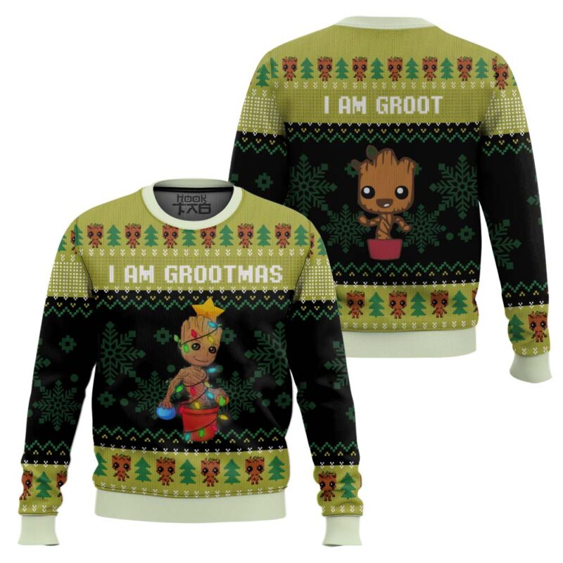 Hooktab I Am Grootmas Guardians Of The Galaxy Ugly Christmas Sweater Hooktab I Am Grootmas Guardians Of The Galaxy Ugly Christmas Sweater