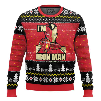 Hooktab I Am Iron Man Ugly Christmas Sweater