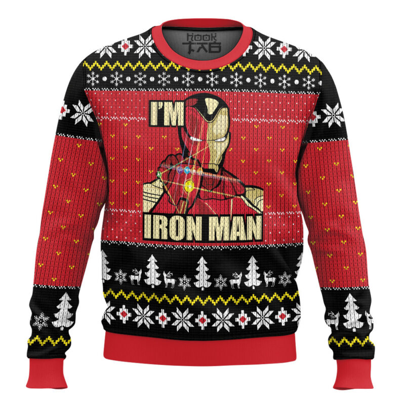 Hooktab I Am Iron Man Ugly Christmas Sweater