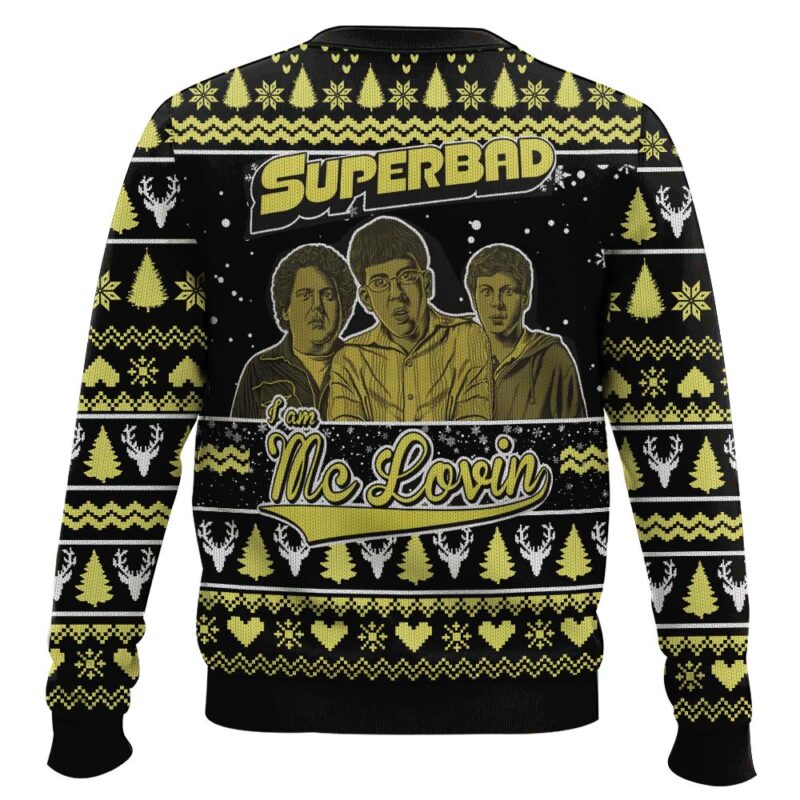 Hooktab I Am Mc Lovin Superbad Ugly Christmas Sweater Hooktab I Am Mc Lovin Superbad Ugly Christmas Sweater