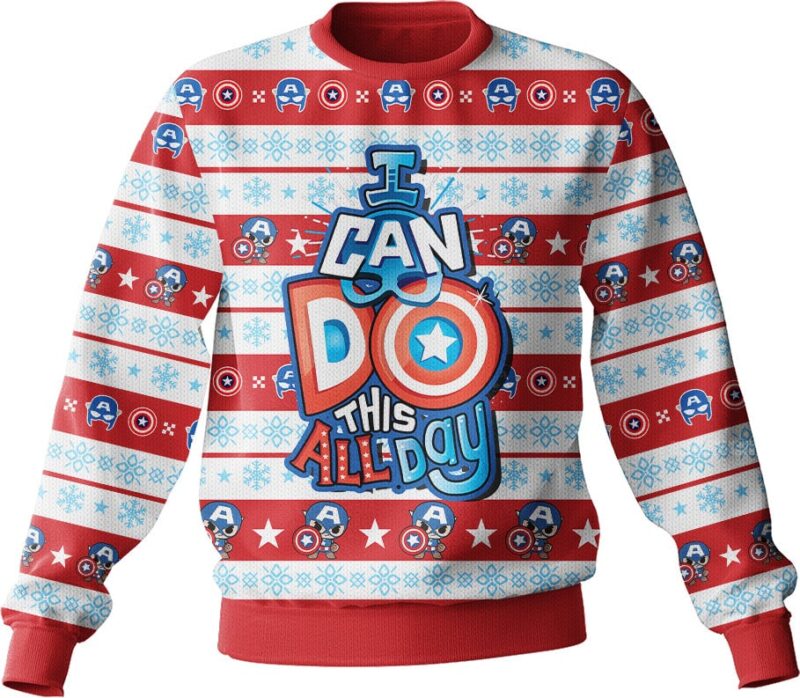 Hooktab I Can Do This All Day Captain America Ugly Christmas Sweater Hooktab I Can Do This All Day Captain America Ugly Christmas Sweater