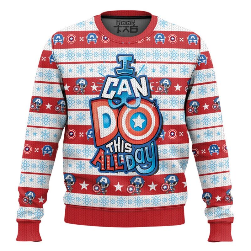 Hooktab I Can Do This All Day Captain America Ugly Christmas Sweater