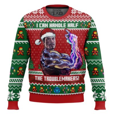 Hooktab I Can Handle Half The Troublemakers Iron Man Ugly Christmas Sweater