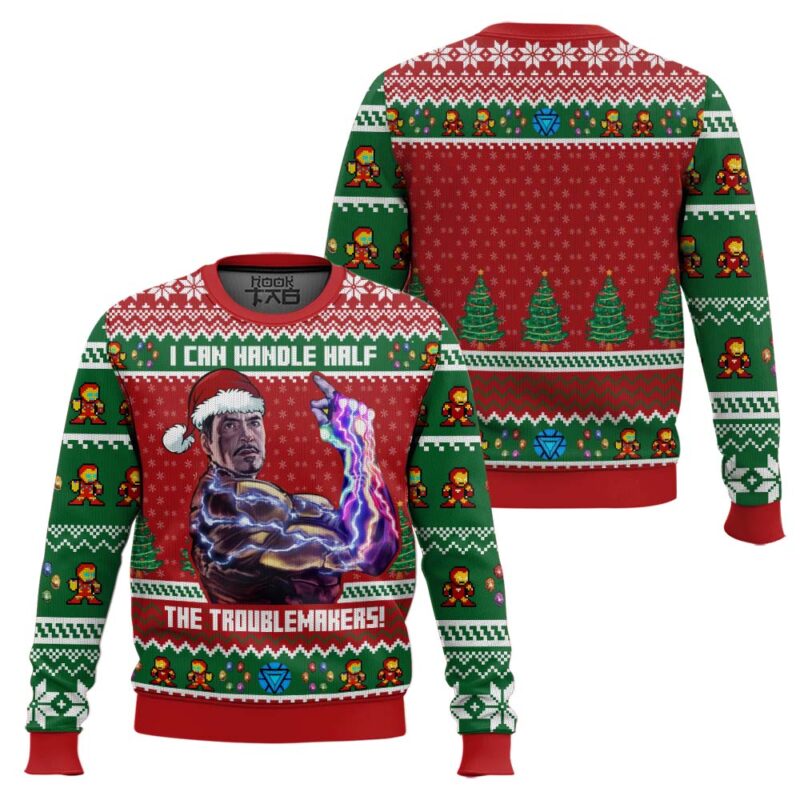 Hooktab I Can Handle Half The Troublemakers Iron Man Ugly Christmas Sweater Hooktab I Can Handle Half The Troublemakers Iron Man Ugly Christmas Sweater