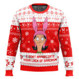 Hooktab I Dont Appreciate Your Lack Of Sarcasm Bob's Burgers Ugly Christmas Sweater