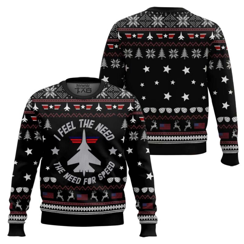 Hooktab I Feel The Need Top Gun Ugly Christmas Sweater Hooktab I Feel The Need Top Gun Ugly Christmas Sweater