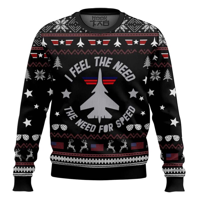 Hooktab I Feel The Need Top Gun Ugly Christmas Sweater