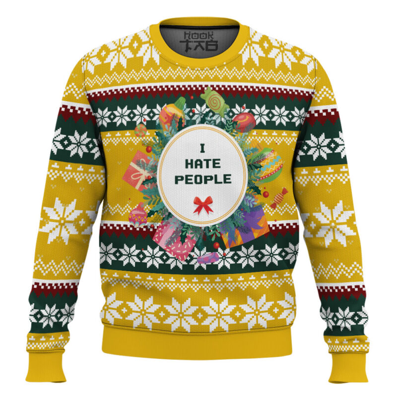 Hooktab I Hate People Parody Ugly Christmas Sweater