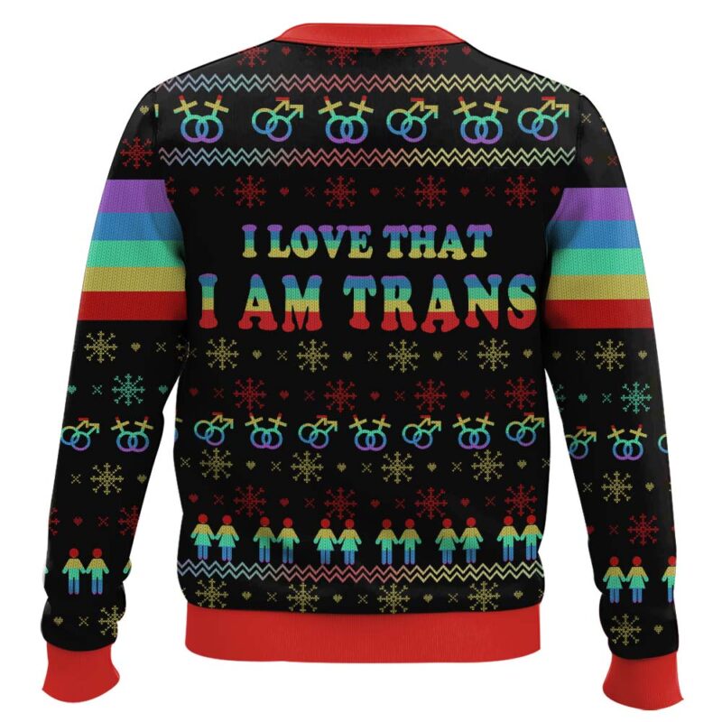 Hooktab I Love That I Am Trans Unicorn LGBT Support Ugly Christmas Sweater Hooktab I Love That I Am Trans Unicorn LGBT Support Ugly Christmas Sweater