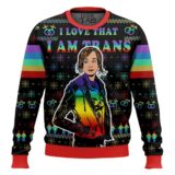 Hooktab I Love That I Am Trans Unicorn LGBT Support Ugly Christmas Sweater