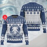 Hooktab I Love Titties And Busch Light - Custom Name Ugly Christmas Sweater