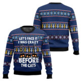 Hooktab I Was Crazy Before The Black Cat Familys Ugly Christmas Sweater