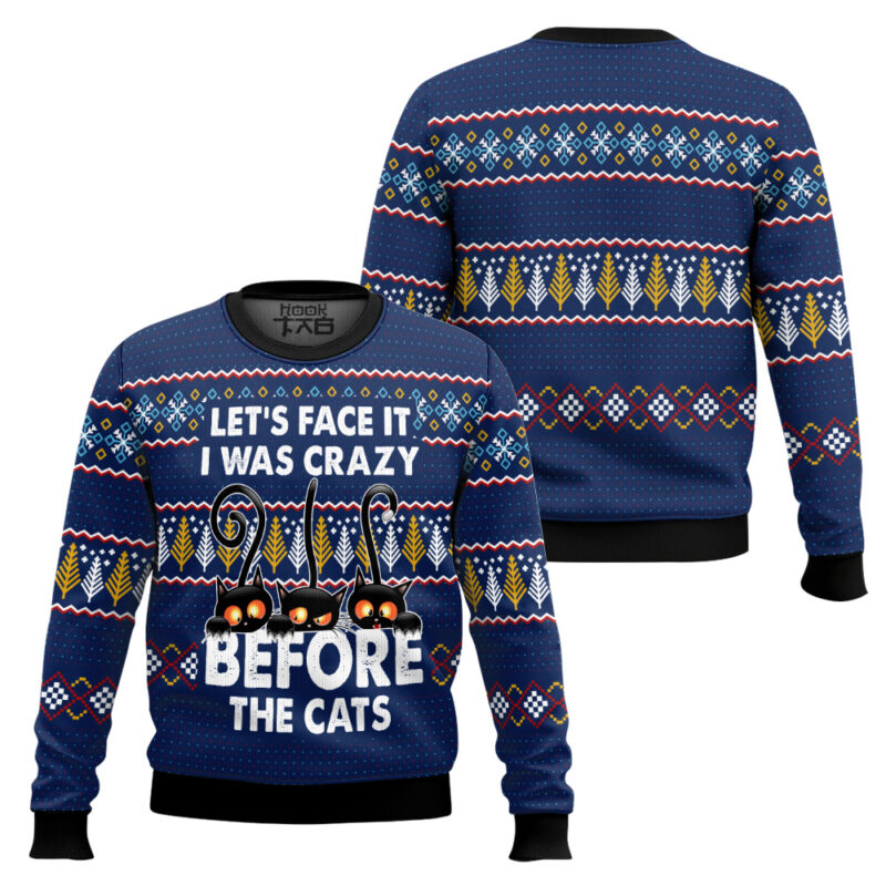 Hooktab I Was Crazy Before The Black Cat Familys Ugly Christmas Sweater Hooktab I Was Crazy Before The Black Cat Familys Ugly Christmas Sweater