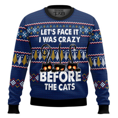 Hooktab I Was Crazy Before The Black Cat Familys Ugly Christmas Sweater