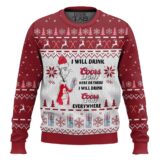 Hooktab I Will Drink Coors Light Here Or There Ugly Christmas Sweater