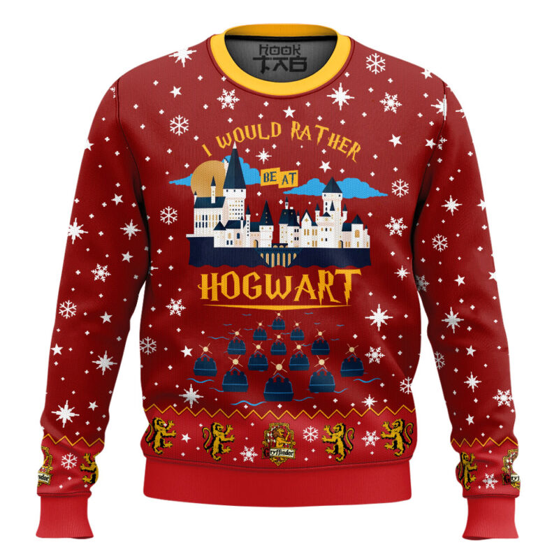 Hooktab I Would Rather Be At Hogwart Gryffindor Sweater