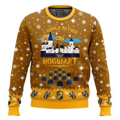 Hooktab  I Would Rather Be At Hogwart Hufflepuff Sweater