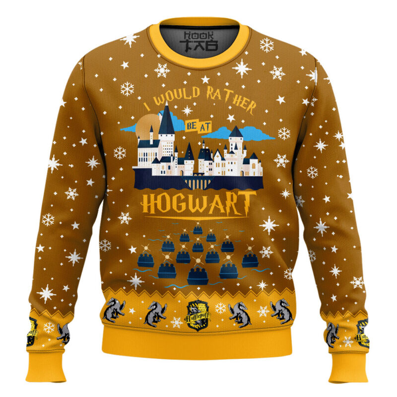 Hooktab  I Would Rather Be At Hogwart Hufflepuff Sweater
