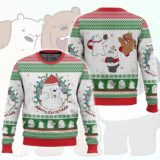 Hooktab Ice Bear Merry Christmas We Bare Bear Ugly Christmas Sweater