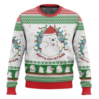 Hooktab Ice Bear Merry Christmas We Bare Bear Ugly Christmas Sweater