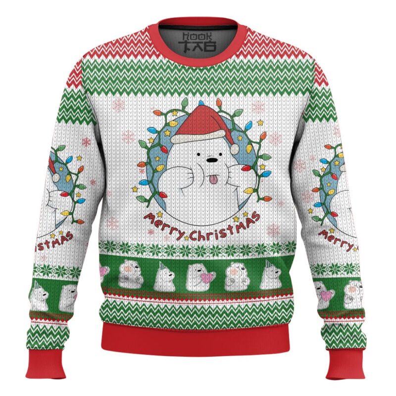 Hooktab Ice Bear Merry Christmas We Bare Bear Ugly Christmas Sweater