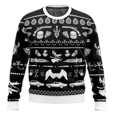Hooktab Iconic Symbols Supernatural Ugly Christmas Sweater