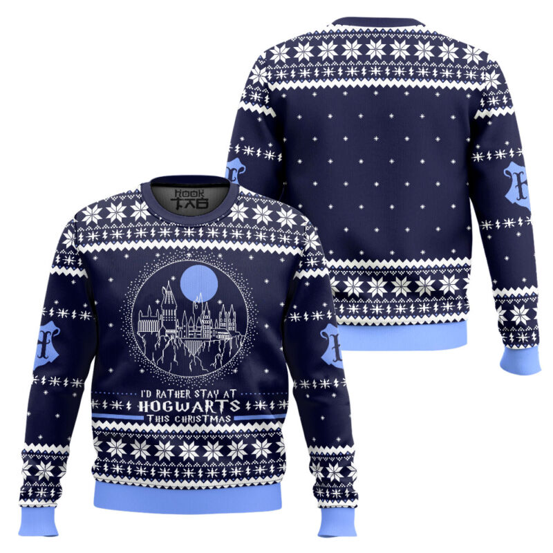 Hooktab I'd Rather Stay At Hogwart This Christmas Ugly Sweater Hooktab I'd Rather Stay At Hogwart This Christmas Ugly Sweater