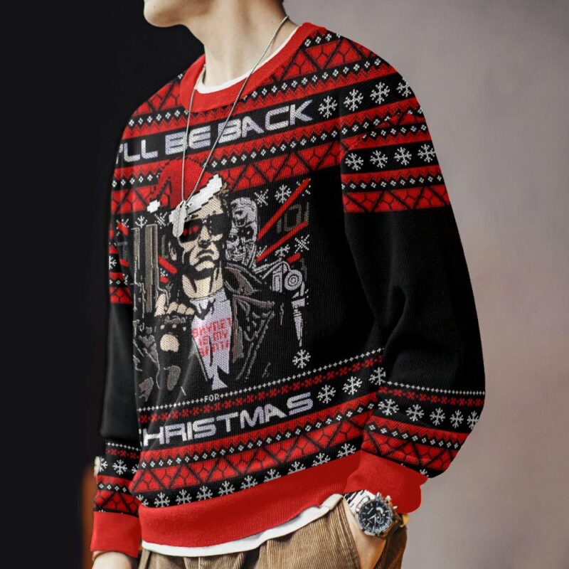 Hooktab I'll Be Back Terminator Ugly Christmas Sweater Hooktab I'll Be Back Terminator Ugly Christmas Sweater