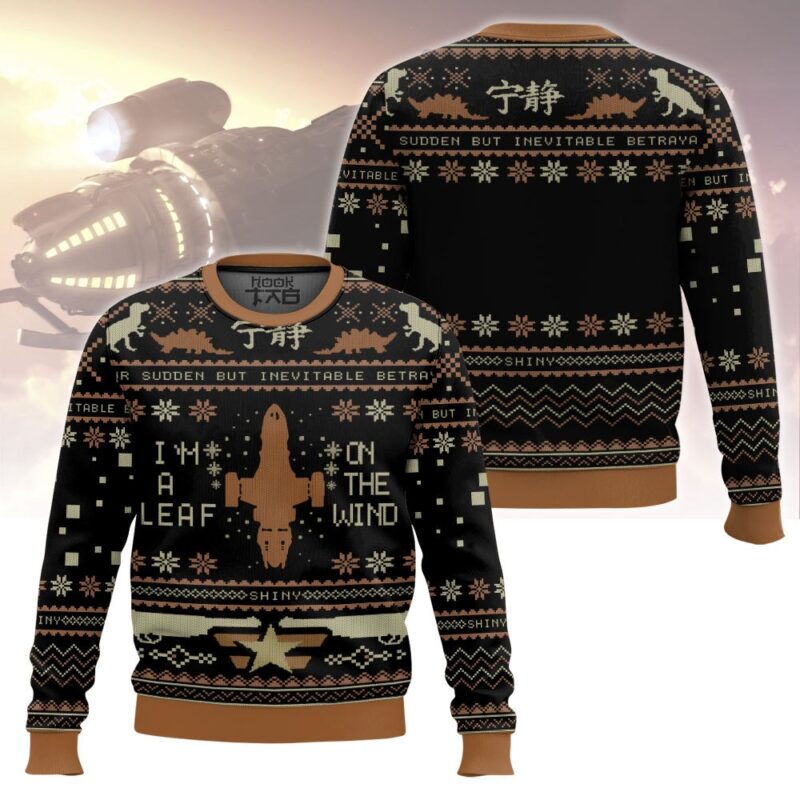 Hooktab I'm A Leaf On The Wind Serenity Firefly Ugly Christmas Sweater Hooktab I'm A Leaf On The Wind Serenity Firefly Ugly Christmas Sweater