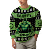 Hooktab I'm Always Angry Hulk Ugly Christmas Sweater