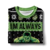 Hooktab I'm Always Angry Hulk Ugly Christmas Sweater