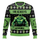 Hooktab I'm Always Angry Hulk Ugly Christmas Sweater