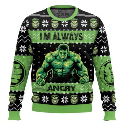 Hooktab I'm Always Angry Hulk Ugly Christmas Sweater