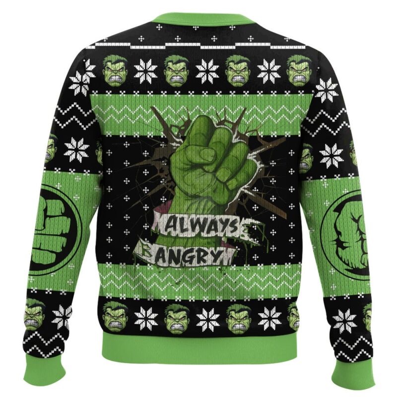 Hooktab I'm Always Angry Hulk Ugly Christmas Sweater Hooktab I'm Always Angry Hulk Ugly Christmas Sweater