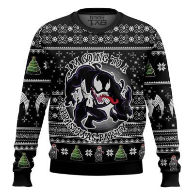 Hooktab I'm Going To A Christmas Party Marvel Venom Ugly Christmas Sweater