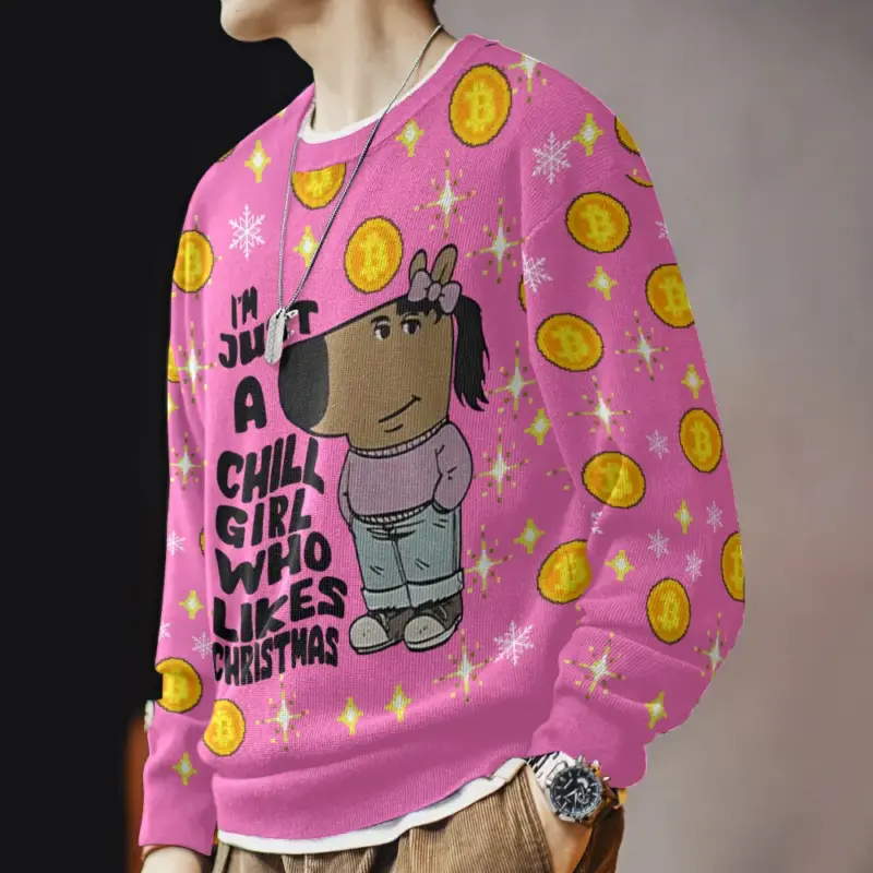 Hooktab I'm Just A Chill Girl Who Likes Christmas Meme Ugly Christmas Sweater Hooktab I'm Just A Chill Girl Who Likes Christmas Meme Ugly Christmas Sweater