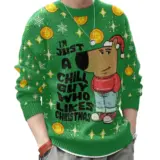 Hooktab I'm Just A Chill Guy Who Likes Christmas Meme Ugly Christmas Sweater