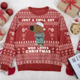 Hooktab I'm Just A Chill Guy Who Love Christmas Meme Ugly Christmas Sweater