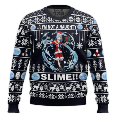 Hooktab I'm Not A Naughty Slime!! That Time I Got Reincarnated As A Slime Ugly Christmas Sweater