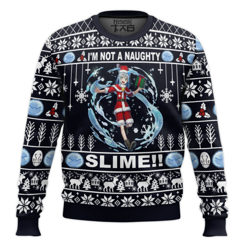 Hooktab I'm Not A Naughty Slime!! That Time I Got Reincarnated As A Slime Ugly Christmas Sweater